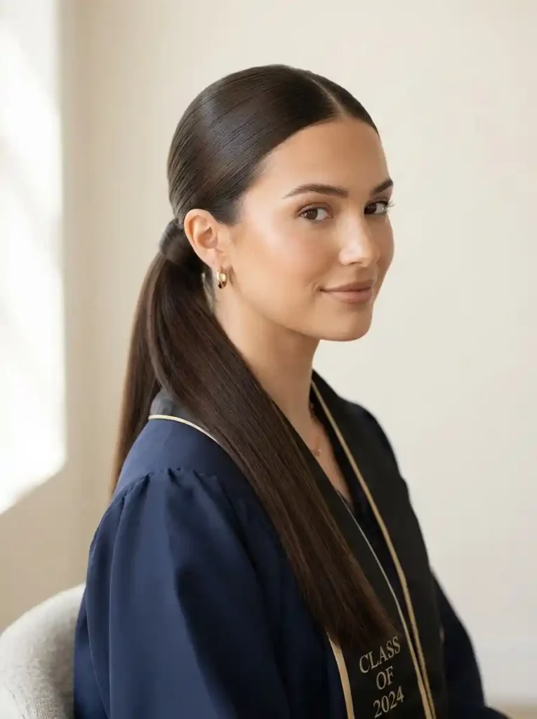Sleek-Low-Ponytail-Graduation-hairstyles.