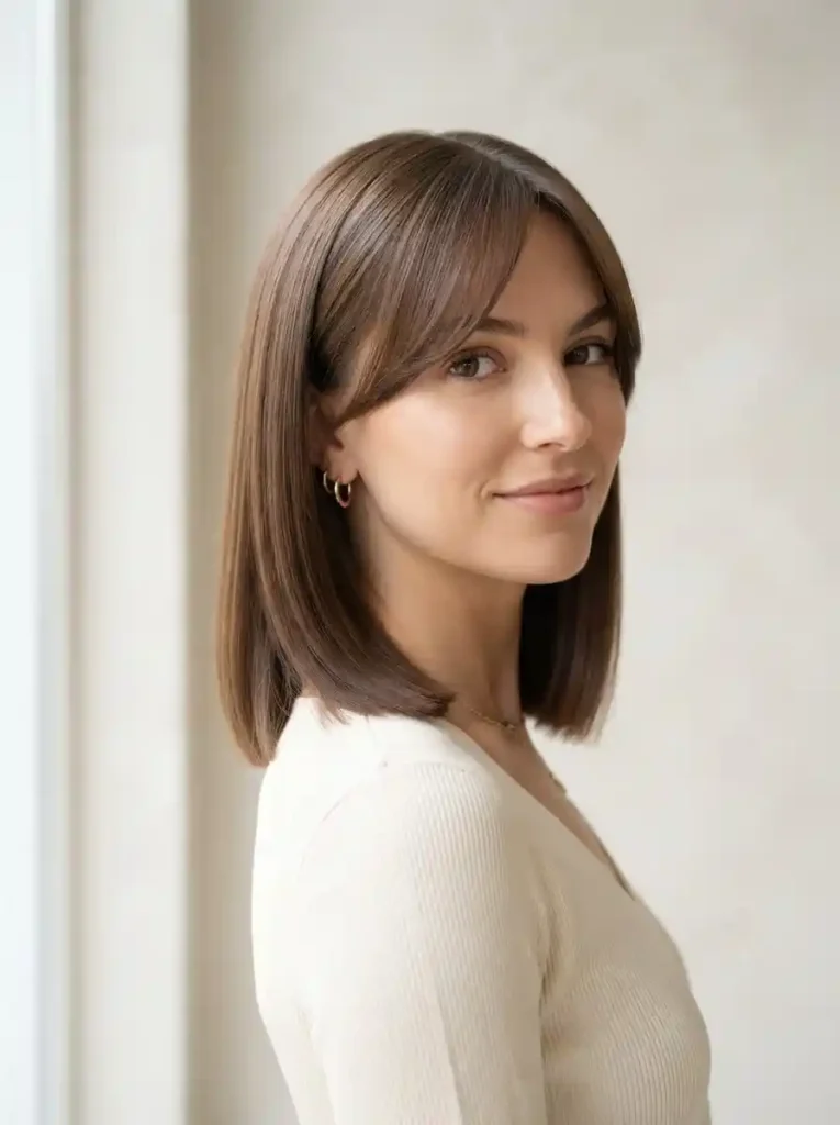 Blunt Lob With Curtain Fringe