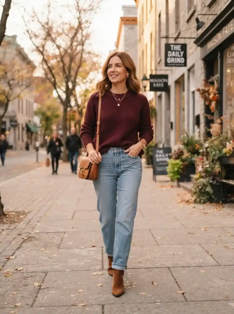  Burgundy Sweater Denim