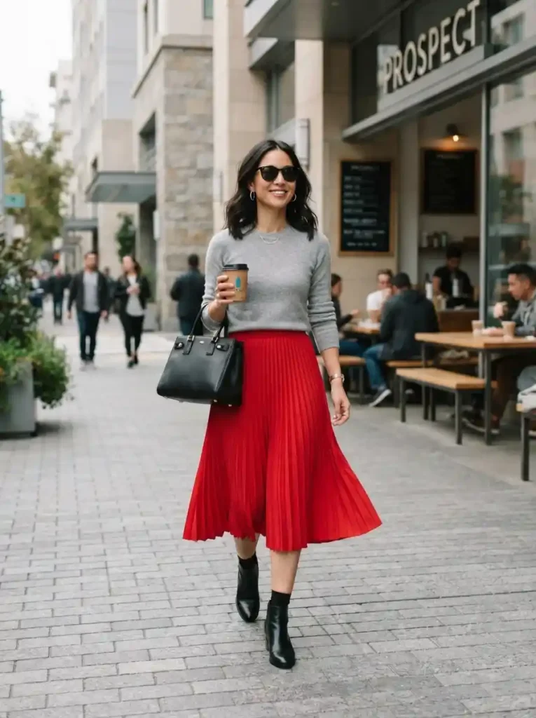 Cherry Red Midi Skirt