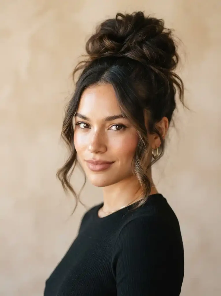 High Messy Baddie Bun
