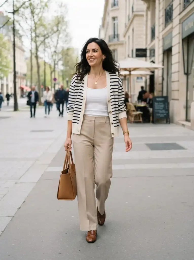 Striped Cardigan Trousers