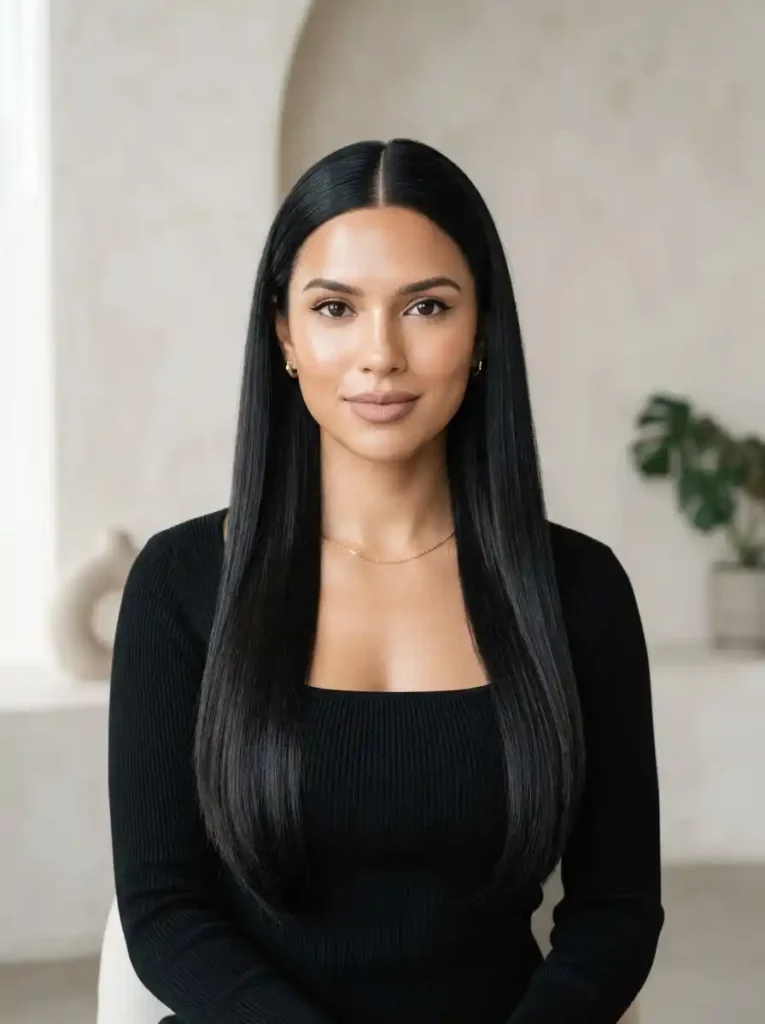 Sleek Middle-Parted Straight Hair