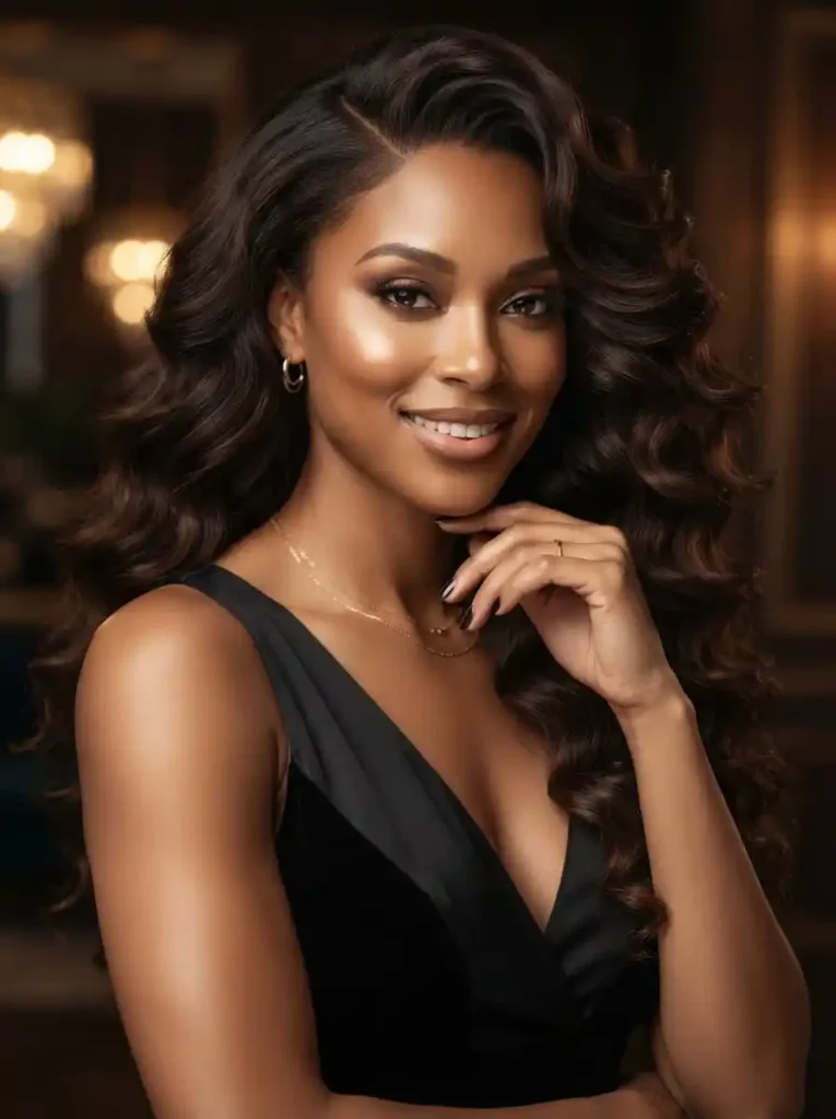  Long Voluminous Side-Parted Curls