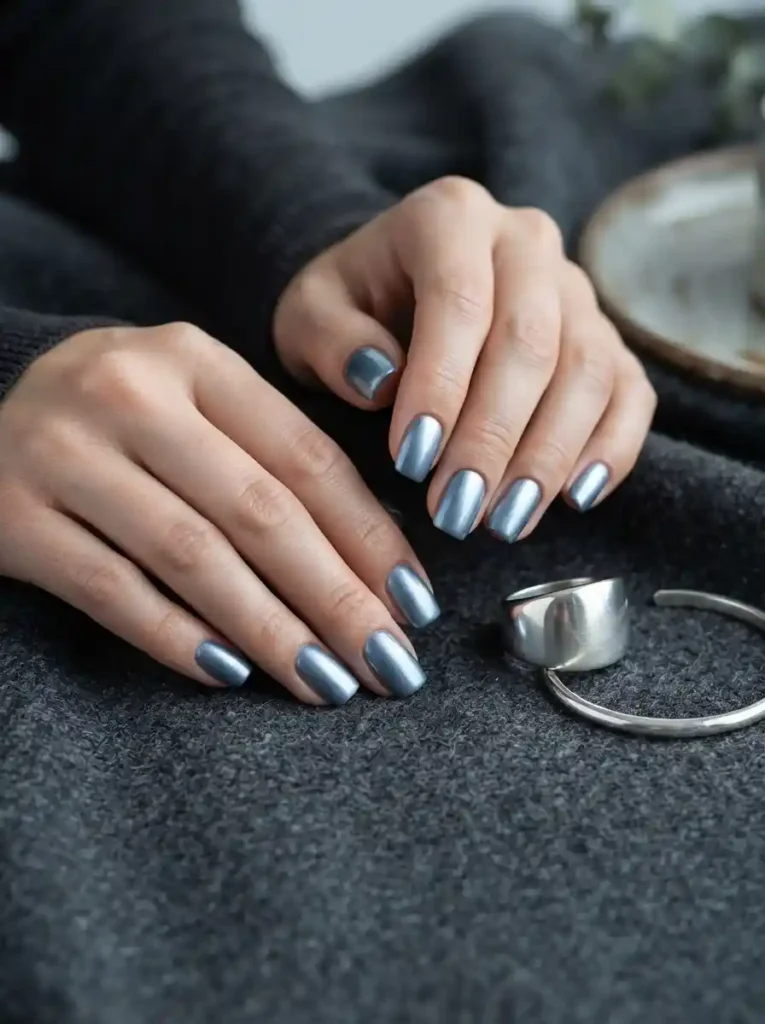 Icy Steel Blue Nail Color