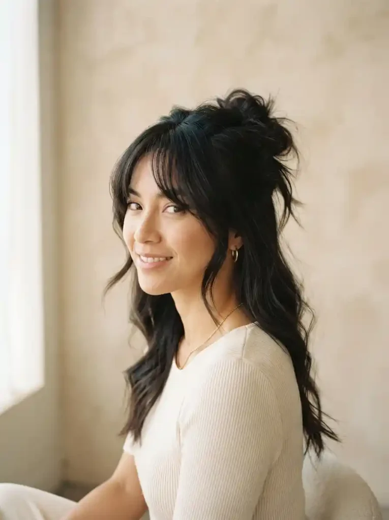 Messy-Bun-With-Bangs.