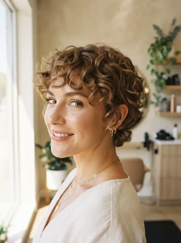 Feathered Curly Pixie