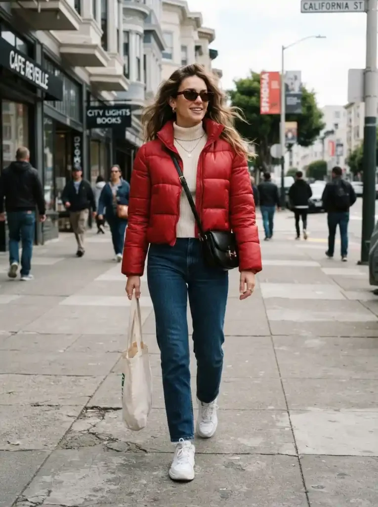 Cherry Red Puffer Jacket