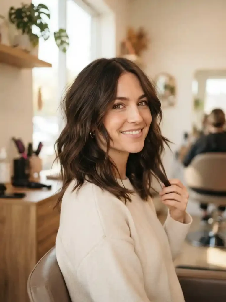 Textured Collarbone Cut- Long Medium Haircuts.