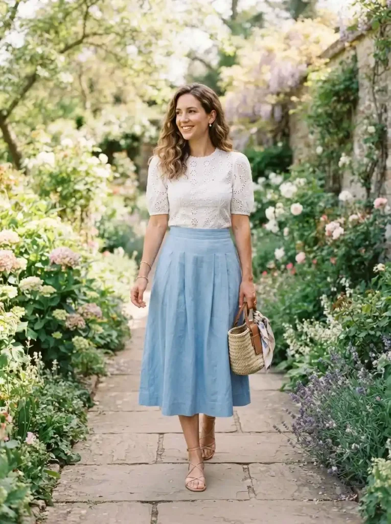 Blue Eyelet Skirt