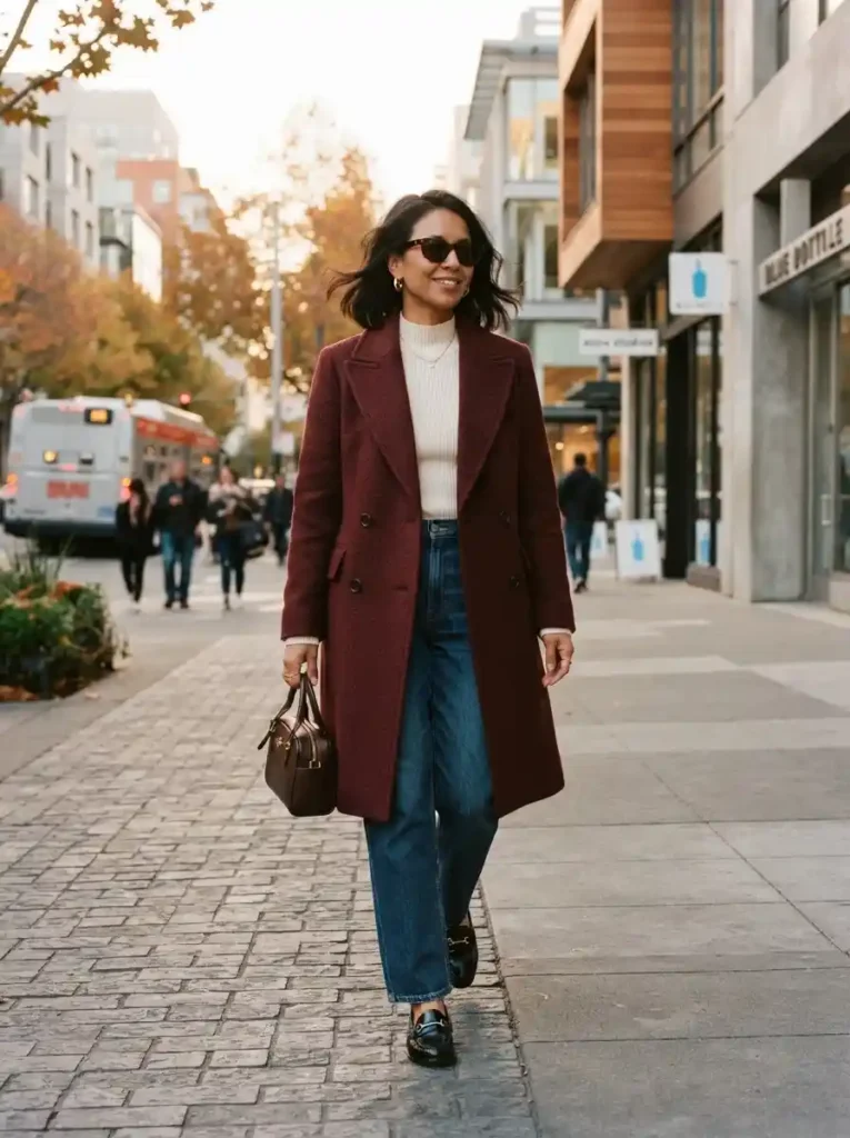 Burgundy Coat Denim