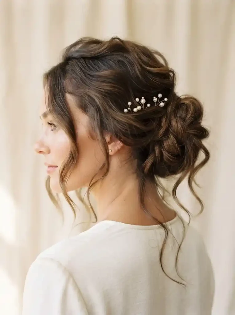 Messy-Bun-Hairstyle-ideas-With-Pearl-Pins.