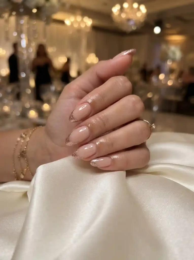  Rose Gold Glitter Tips