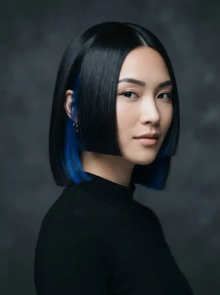 Blunt Bob With Peekaboo Color