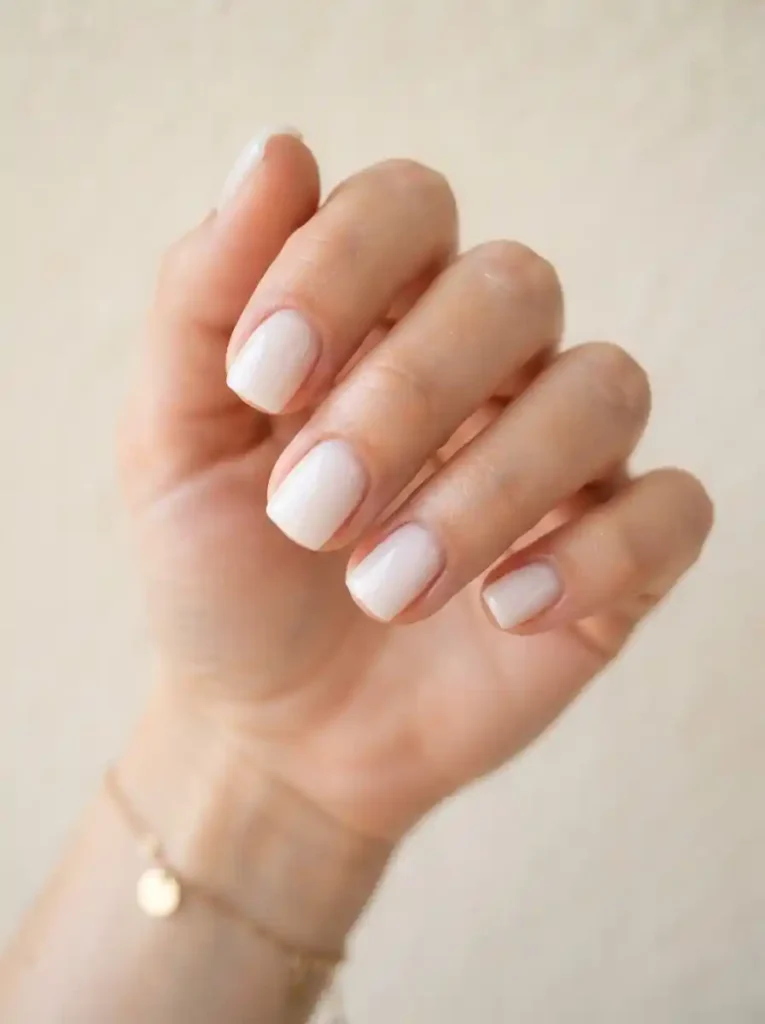 Milky White Nails for the First Day of School