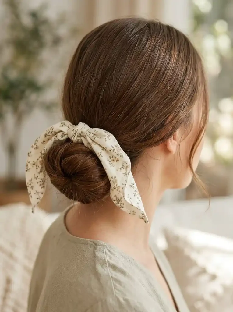 Low Bun with a Bandana Bow