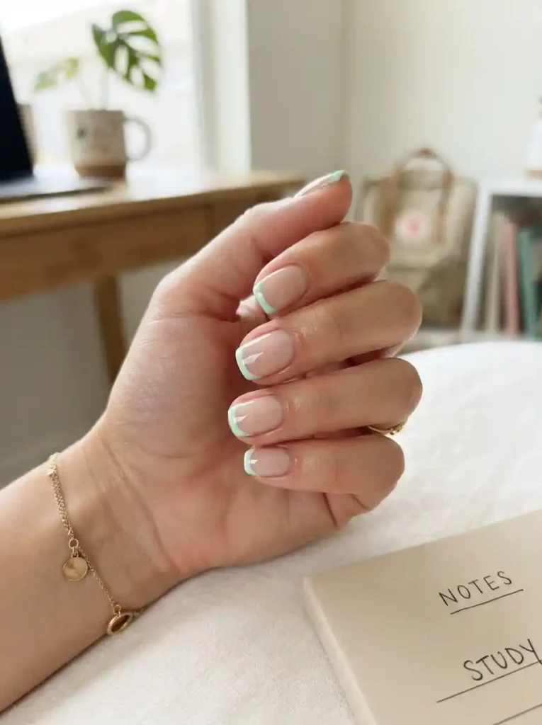 Mint Green French Tips