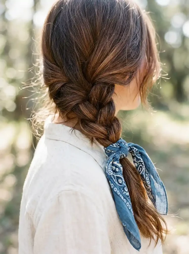Side Braid with a Bandana