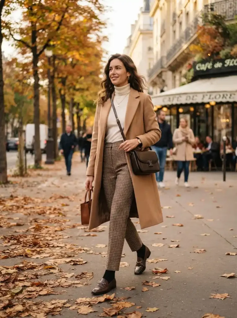 Turtleneck & Checked Trousers