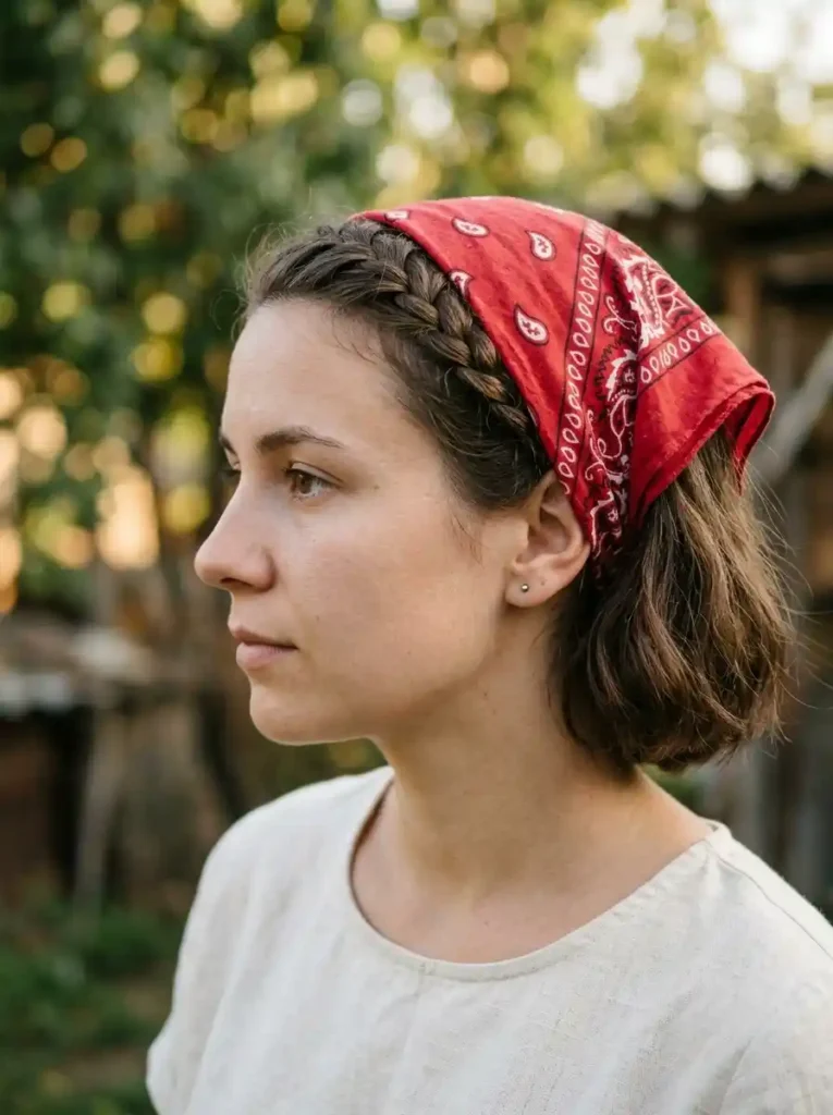 Bandana with a Short Braided Front