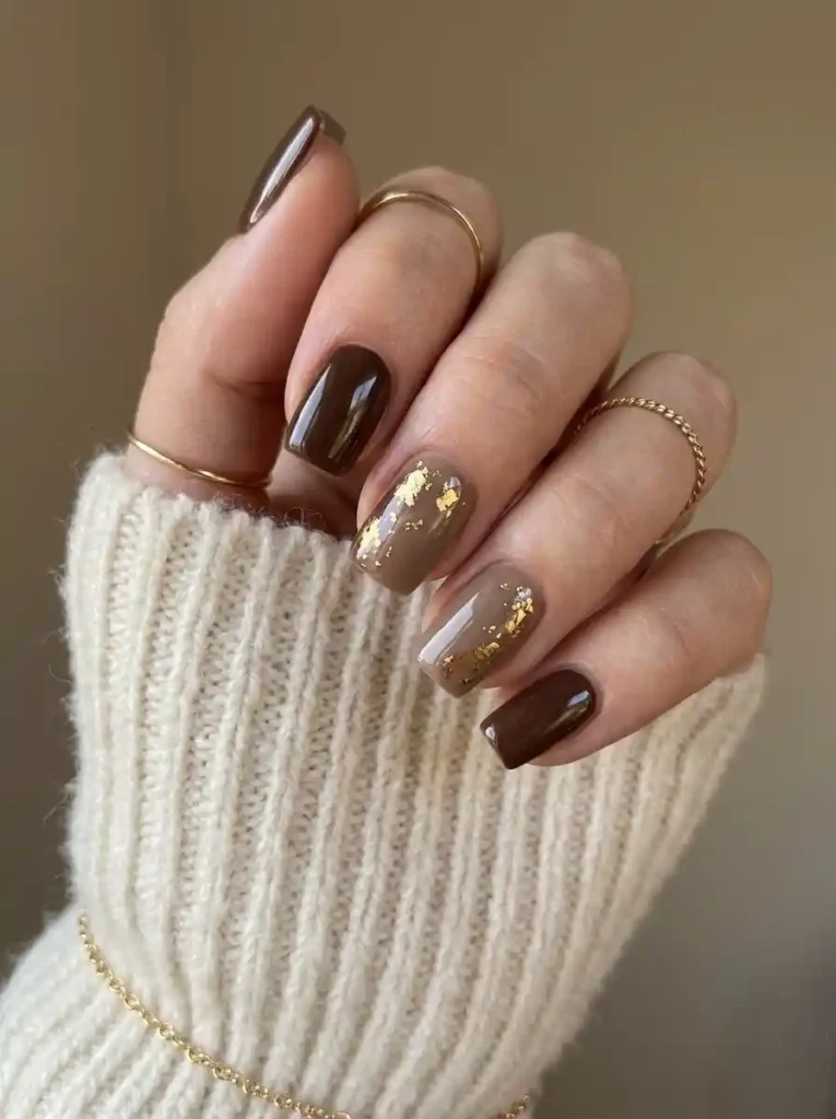  Gold Foil Square Nails