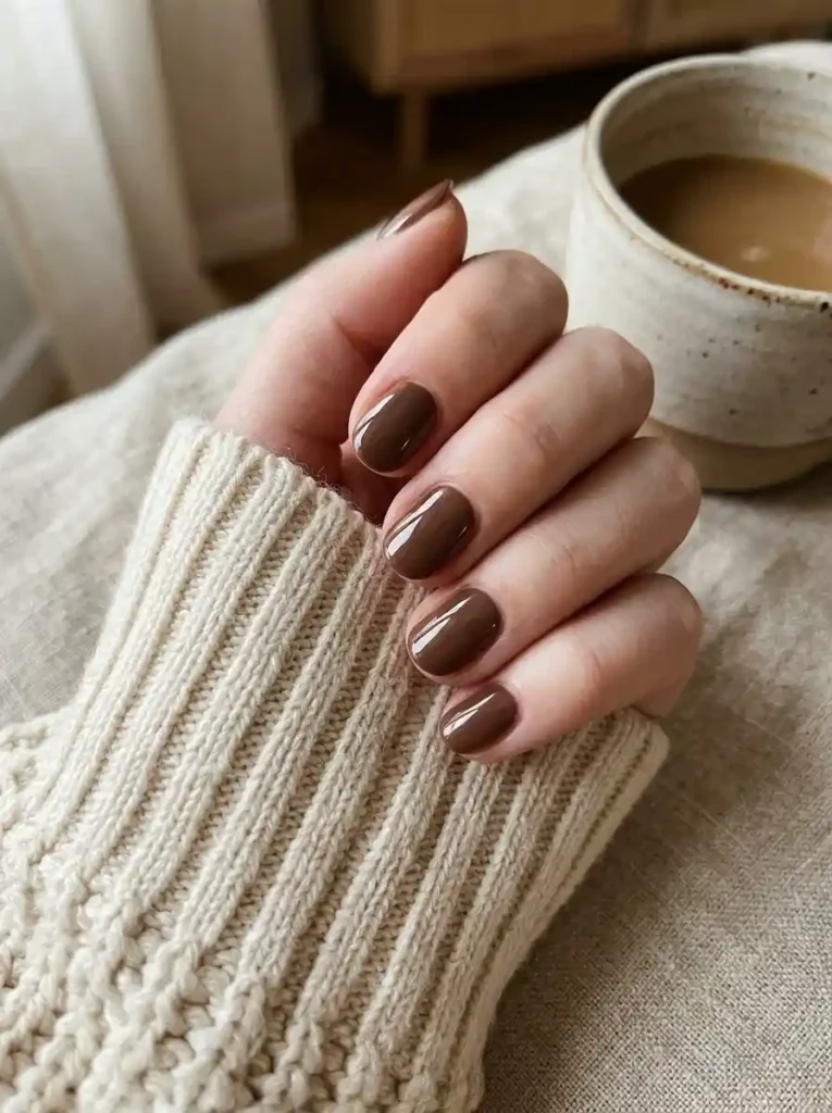 Simple Mocha Nails