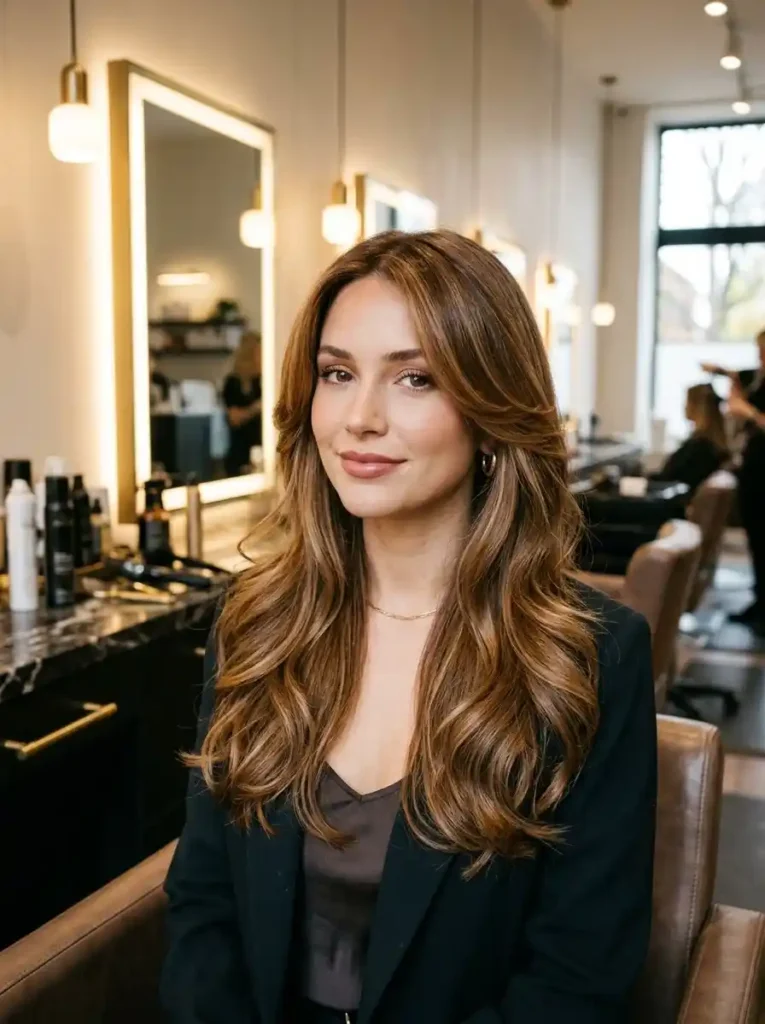 Long Layered Hair with Side Part