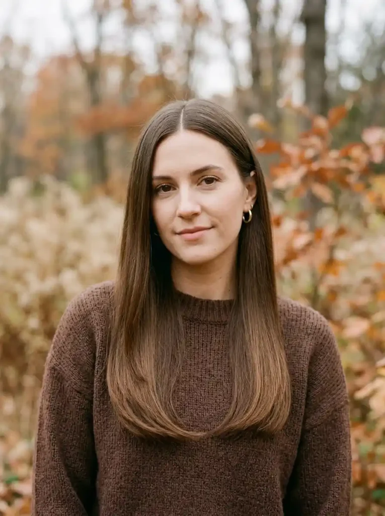 Straight Hair with a Center Part