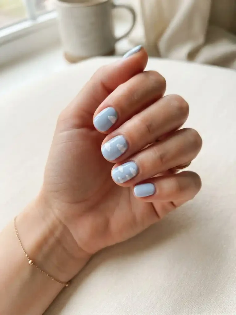 Baby Blue Cloud Nails