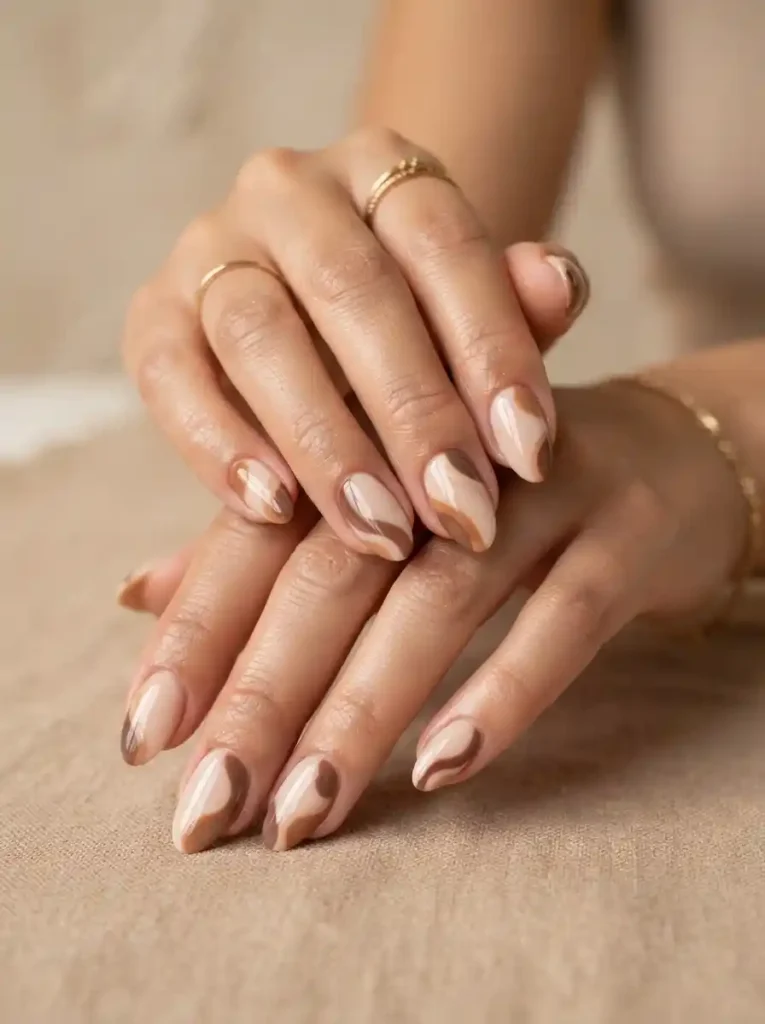 Mocha Abstract Nails