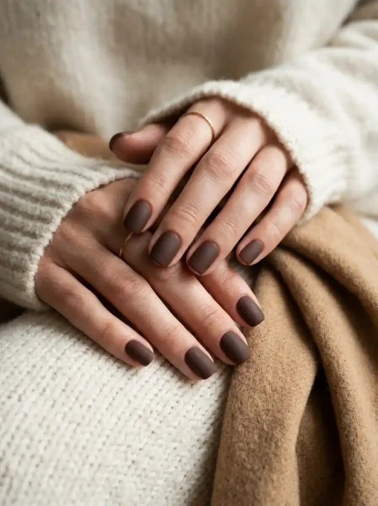 Short Matte Brown Nails