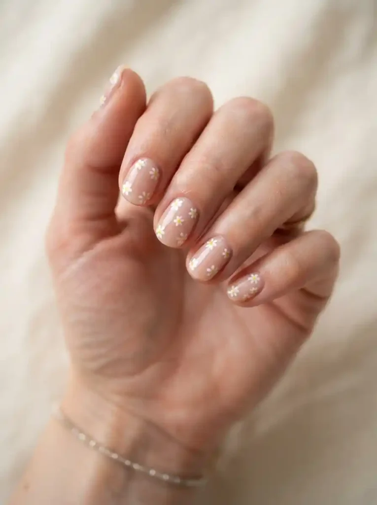 Soft Daisy Nails