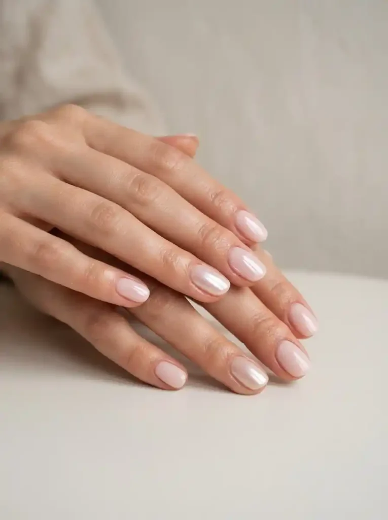 Pink Chrome Accent Nails