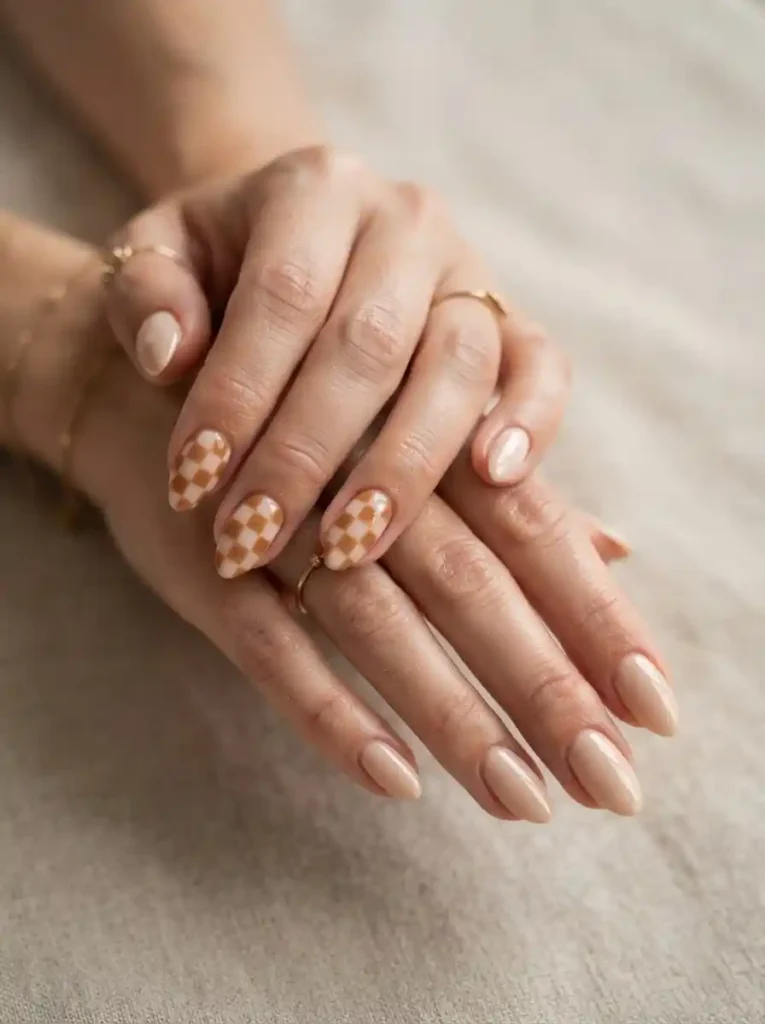  Cream & Caramel Checkerboard