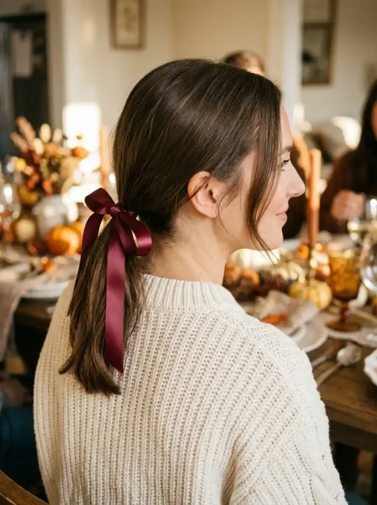 Low Ponytail with a Ribbon
