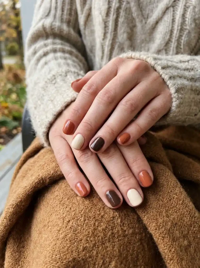 Rust Orange Accent Nails