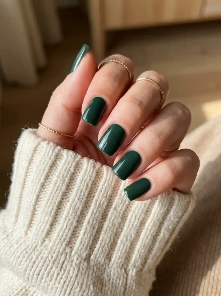  Forest Green Square Nails