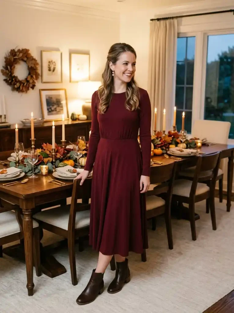 Burgundy Midi Dress