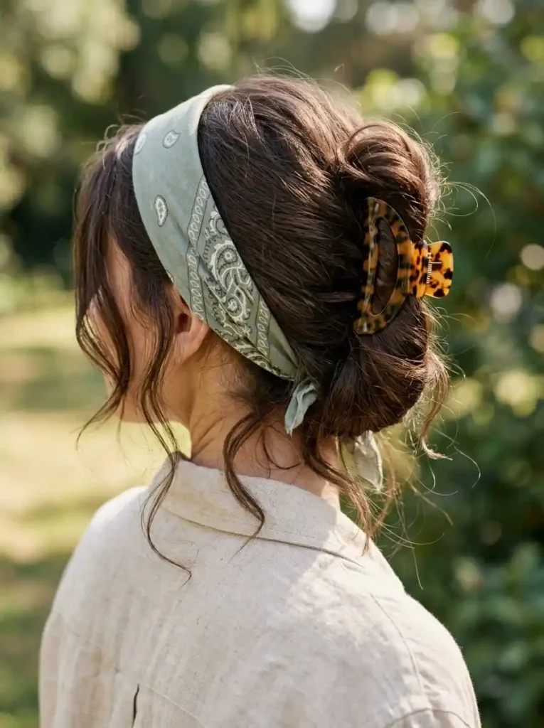 Bandana with a Claw Clip Updo