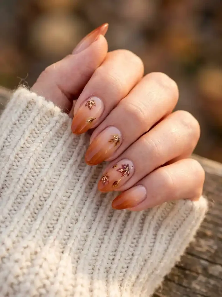 Falling Leaves Ombre Nails