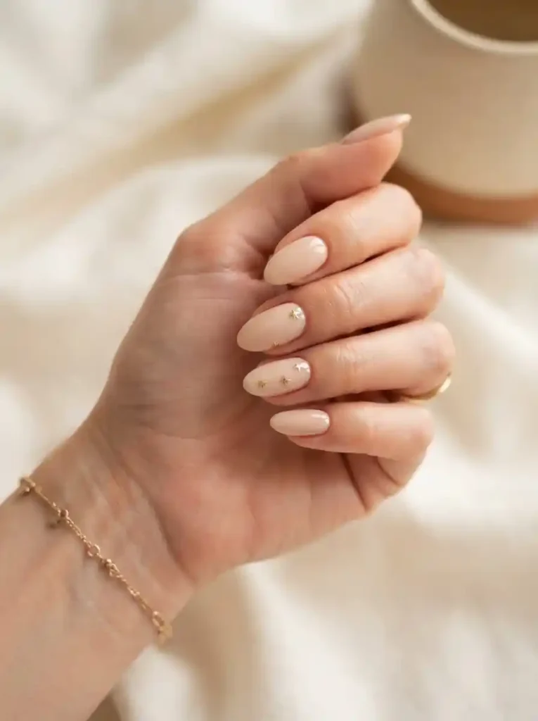 Gold Star Accent Nails