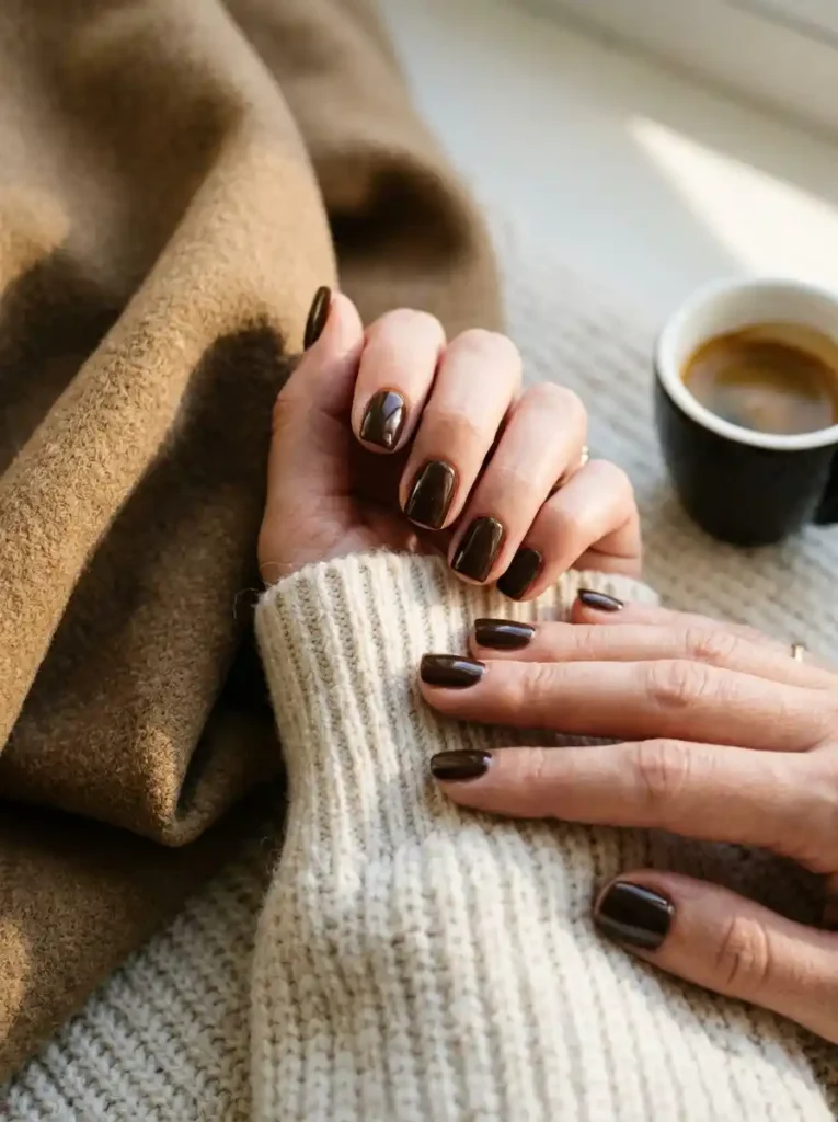 Short Espresso Brown Nails