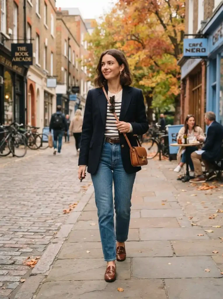 Navy Blazer & Striped Knit