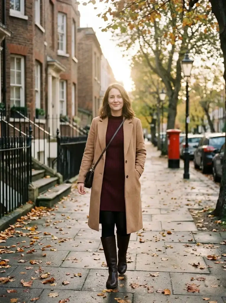 Wool Coat and Knit Dress