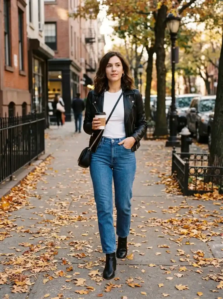Leather Jacket and Blue Jeans