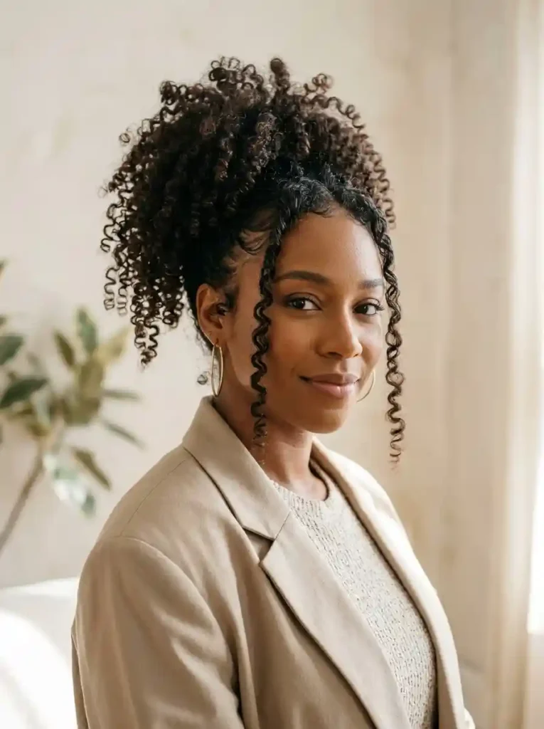 Curly Ponytail With Face-Framing Pieces