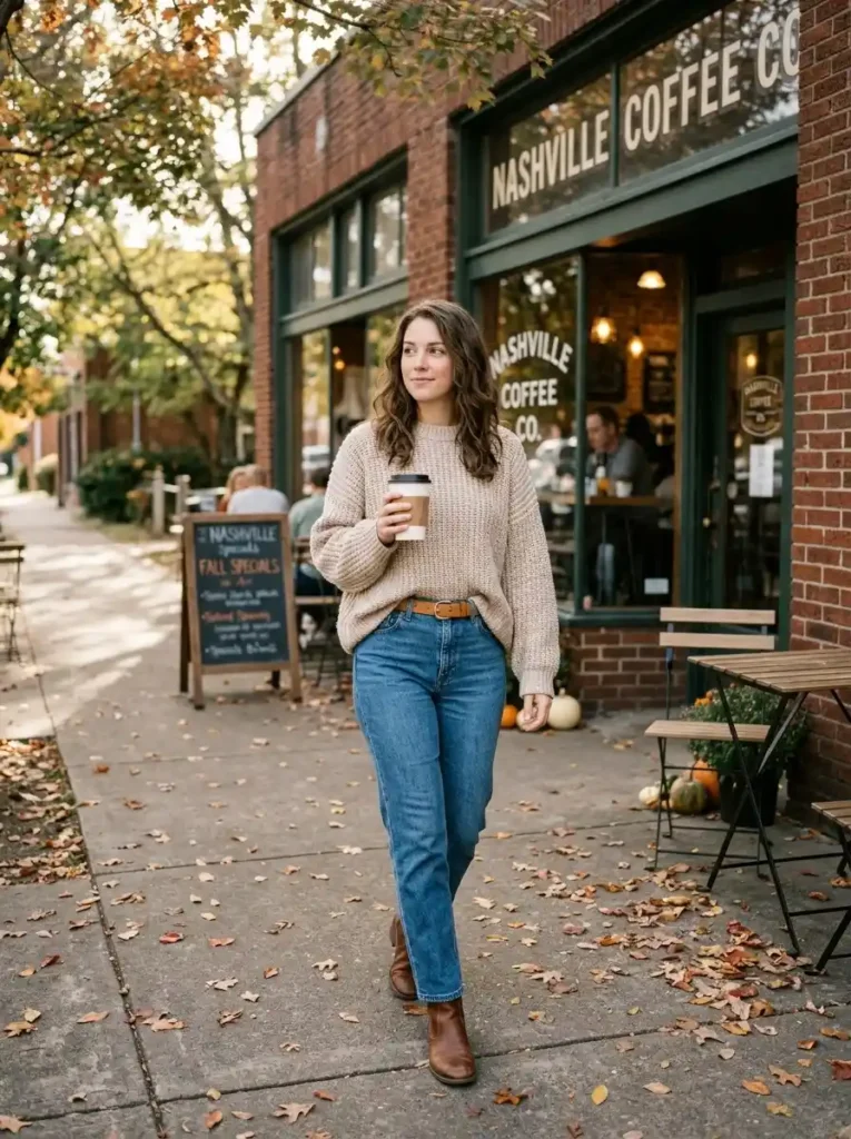  Oversized Sweater with Straight-Leg Jeans
