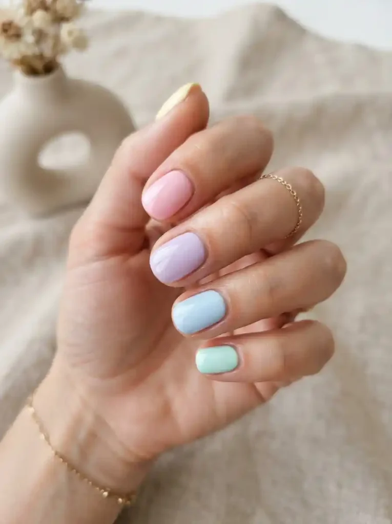 Pastel Rainbow Nails
