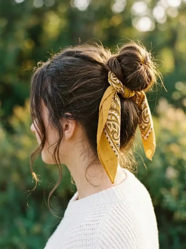 Bandana with a Messy Bun
