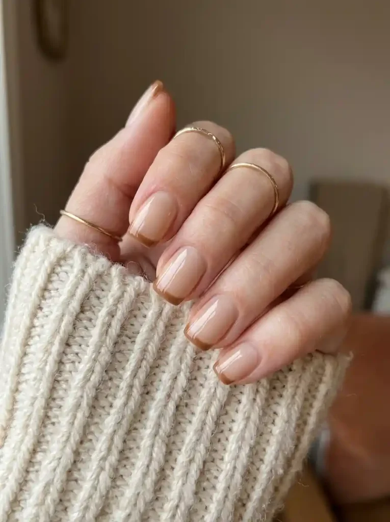 Caramel French Square Nails
